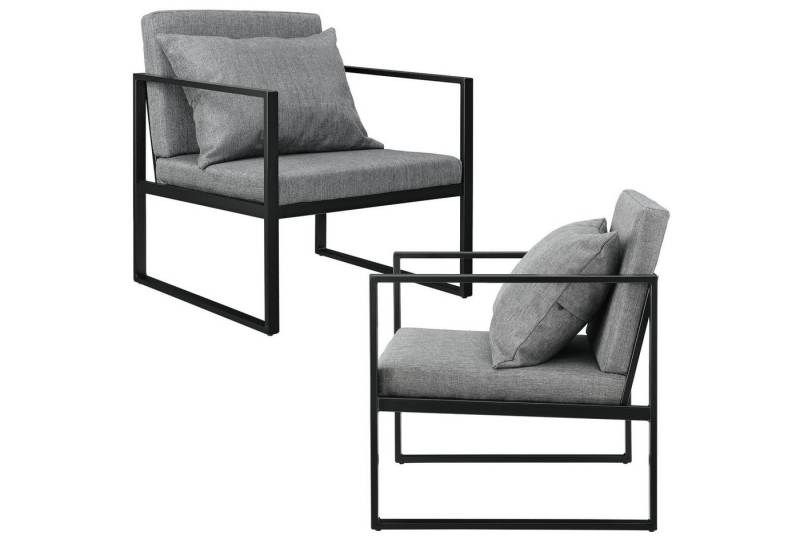 en.casa Sessel, »Ragusa« 2er Set Relaxsessel Polstersessel Dunkelgrau von en.casa