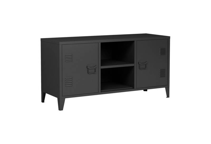 en.casa Sideboard, »Kotka« mit 2 Türen Metall 113 x 40 x 58 cm Schwarz von en.casa