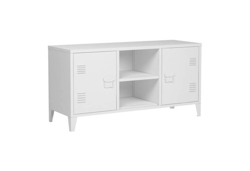 en.casa Sideboard, »Kotka« mit 2 Türen Metall 113 x 40 x 58 cm Weiß von en.casa