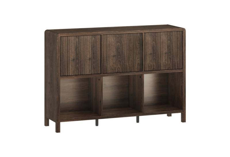 en.casa Sideboard, »Lukkodso« mit 3 Türen, 6 Fächern 77x110x30 cm Walnussoptik von en.casa