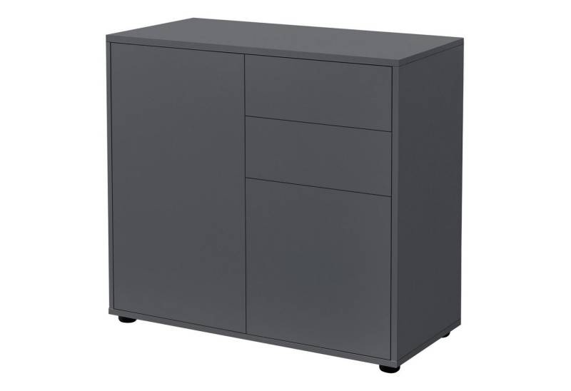 en.casa Sideboard, »Paarl« 74x79x36 cm Dunkelgrau, matt von en.casa