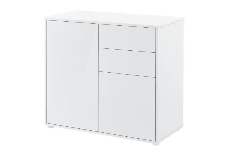 en.casa Sideboard, »Paarl« 74x79x36 cm Weiß, hochglanz von en.casa