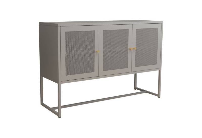 en.casa Sideboard, »Sund« mit 3 Türen Stahl 120 x 40 x 80 cm Grau von en.casa