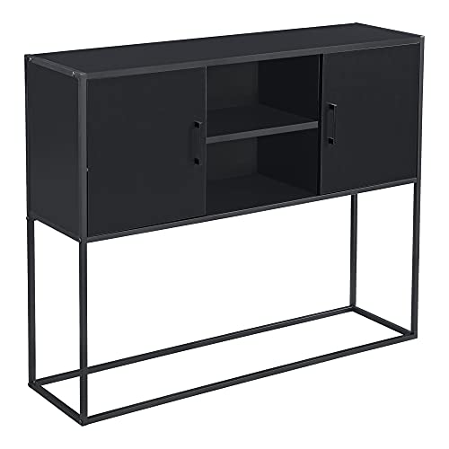 [en.casa] Sideboard Motala Kommode Aufbewahrungsschrank mit Ablagefächern für Flur, Wohnzimmer, Esszimmer, Küche 90 x 109 x 30 cm Schwarz von [en.casa]