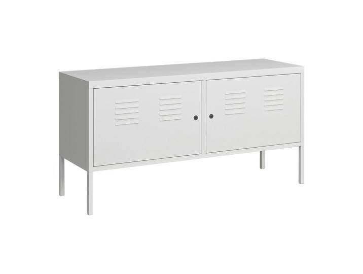 [en.casa] Sideboard Pyhtää 118x40x60cm Stahl Weiß, mit abschließbaren Türen, höhenverstellbaren Ablagen, Kabeldurchlässen von [en.casa]