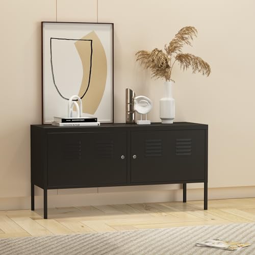 [en.casa] Sideboard Pyhtää Metallschrank Büroschrank 118x40x60cm Wohnzimmerschrank Aktenschrank Schwarz abschließbar von [en.casa]