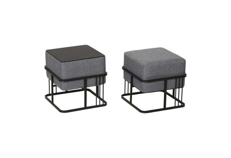 en.casa Sitzhocker (2er Set), »Tas« mit Tischfunktion gepolstert quadratisch Dunkelgrau von en.casa
