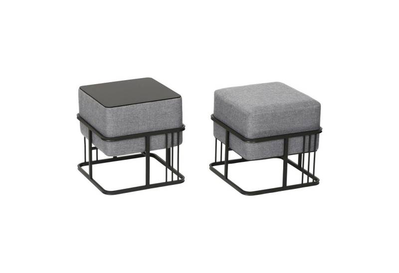 en.casa Sitzhocker (2er Set), »Tas« mit Tischfunktion gepolstert quadratisch Hellgrau von en.casa