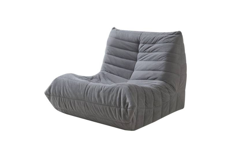 en.casa Sitzsack, »Kodsø« Bodensessel mit Rückenlehne 75 x 90 x 100 cm Cord Grau von en.casa