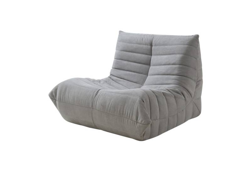 en.casa Sitzsack, »Kodsø« Bodensessel mit Rückenlehne 75 x 90 x 100 cm Mikrofaser Grau von en.casa