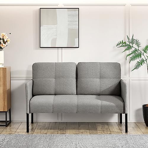 [en.casa] Sofa Reichling 2-Sitzer Couch mit Metallbeinen Doppelsofa Sitzmöbel Polstersofa mit 2 Kissen für Wohnzimmer Schlafzimmer Grau 77x119x69cm von [en.casa]