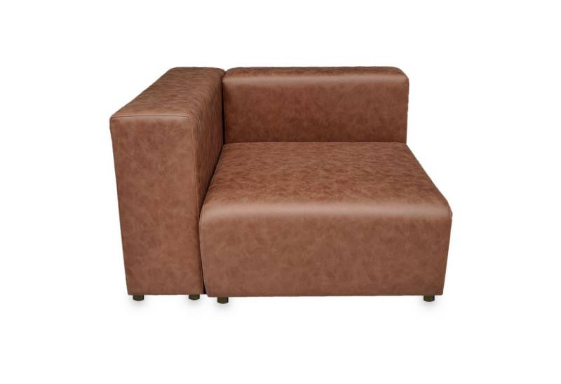 en.casa Sofaelement, »Suldal« Sofa-Modul Eckelement links Wildlederimitat Hellbraun von en.casa