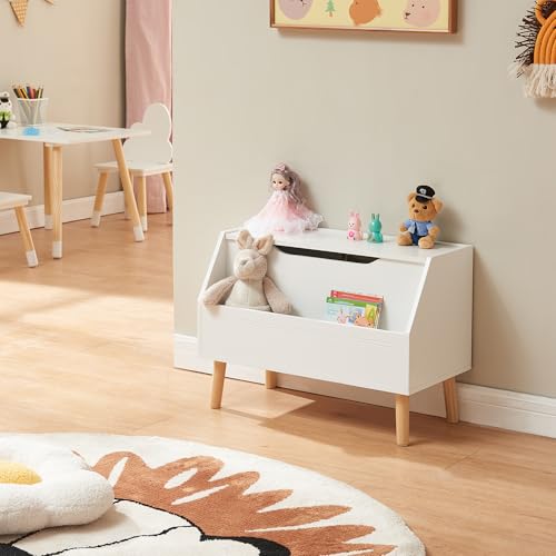 [en.casa] Spielzeugkiste mit Deckel Aavanrar Kuscheltier Aufbewahrung Kinderzimmer Truhe Spielzeugbox 60 x 30 x 43 cm Weiß von [en.casa]