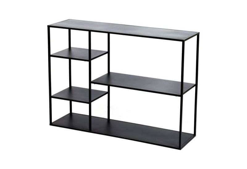 en.casa Standregal, »Isojoki« mit 5 offenen Ablagefächern Metall 120x35x87,5cm Schwarz von en.casa