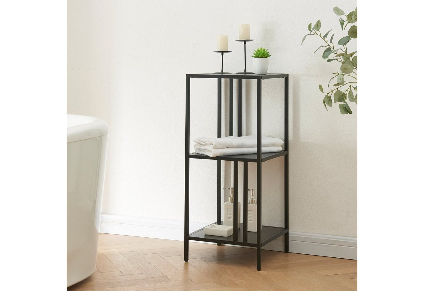 en.casa Standregal, »Kumlinge« mit drei Ablagen Stahl 80x35x35cm Schwarz en.casa Standregal, »Kumlinge« mit drei Ablagen Stahl 80x35x35cm Schwarz von en.casa