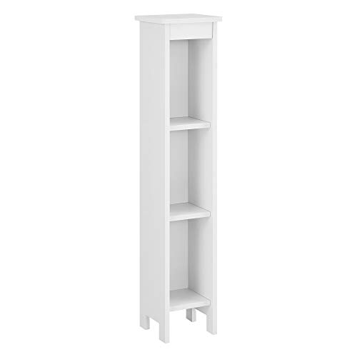 [en.casa] Standregal Bräcke 80x17x17cm CD-Regal aus WPC Bücherregal Media Aufbewahrung 3 Fächer Weiß von [en.casa]