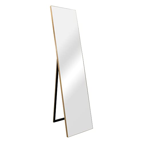 [en.casa] Standspiegel Barletta 150x35 cm Ganzkörperspiegel rechteckig Ankleidespiegel kippbar neigbar Gold von [en.casa]