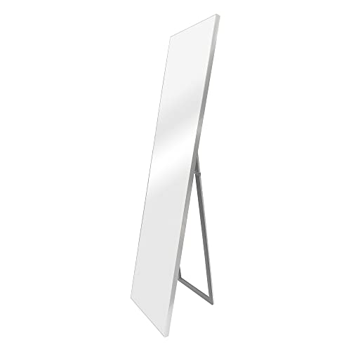 [en.casa] Standspiegel Barletta 150x35 cm Ganzkörperspiegel rechteckig Ankleidespiegel kippbar neigbar Silber von [en.casa]