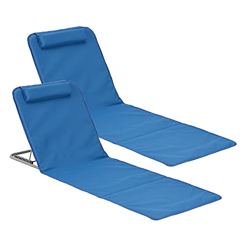 [en.casa] Strandmatte Donostia 2er Set Sonnenmatte klappbar Blau Strandliege mit Verstellbarer Rückenlehne Liegematte mit Tragetasche 143 x 48 cm von [en.casa]