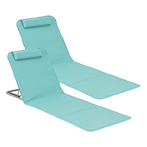 [en.casa] Strandmatte Donostia 2er Set Sonnenmatte klappbar Türkis Strandliege mit Verstellbarer Rückenlehne Liegematte mit Tragetasche 143 x 48 cm von [en.casa]