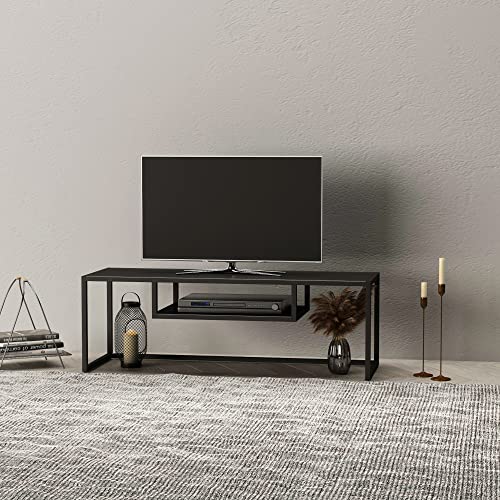 [en.casa] TV Board Isokyrö Fernsehtisch mit Ablagefach Lowboard 120 x 40 x 40 cm Sideboard Metall Schwarz matt von [en.casa]