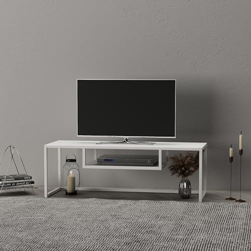 [en.casa] TV Board Isokyrö Fernsehtisch mit Ablagefach Lowboard 120 x 40 x 40 cm Sideboard Metall Weiß von [en.casa]