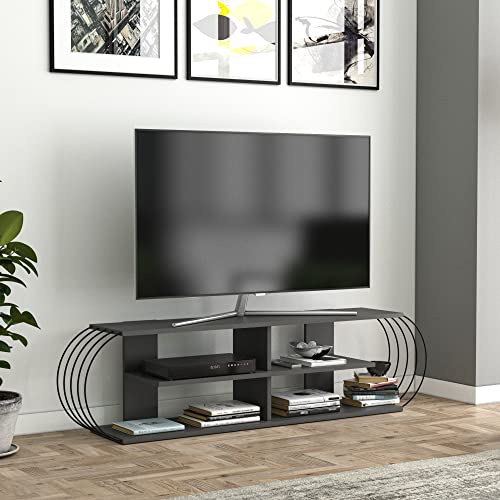 [en.casa] TV Board Robertsfors TV Schrank mit 4 Ablagen Lowboard Fernsehtisch 160 x 31 x 42 cm Sideboard Anthrazit/Schwarz von [en.casa]