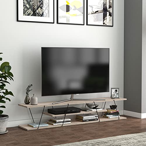 [en.casa] TV Board Säffle Fernsehtisch mit 2 Ablagen Lowboard 160 x 33 x 30 cm Sideboard Eiche-Optik/Schwarz von [en.casa]
