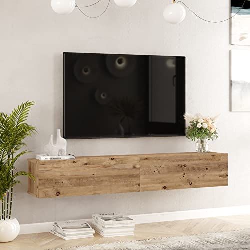 [en.casa] TV Hängeboard Lapinlahti Lowboard Hängeschrank 180 cm TV Board Fernsehtisch Wandregal hängend Eiche rustikal von [en.casa]