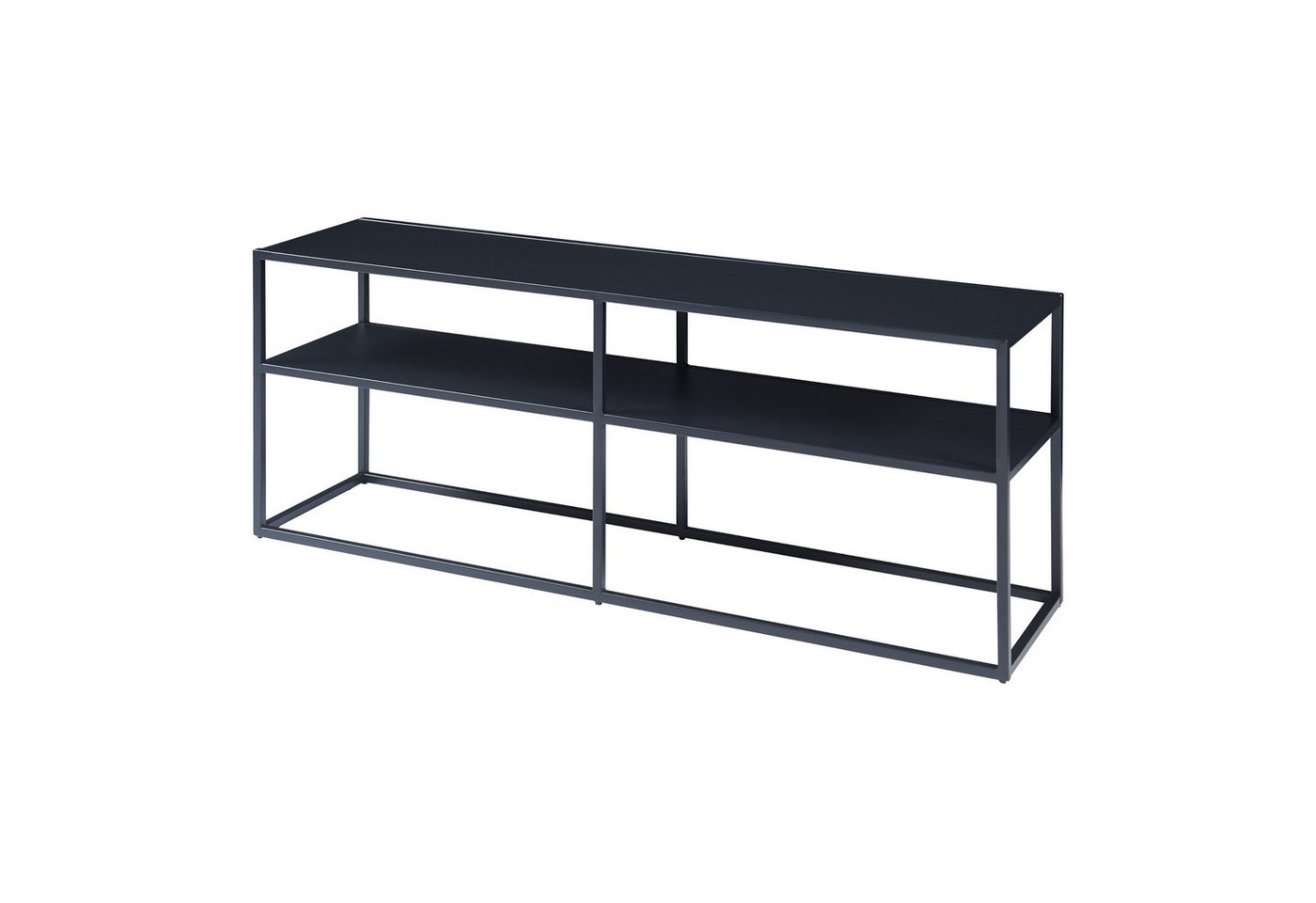 en.casa TV-Regal, »Solund« mit zwei Ablagen 120x30x46cm Schwarz Stahl von en.casa