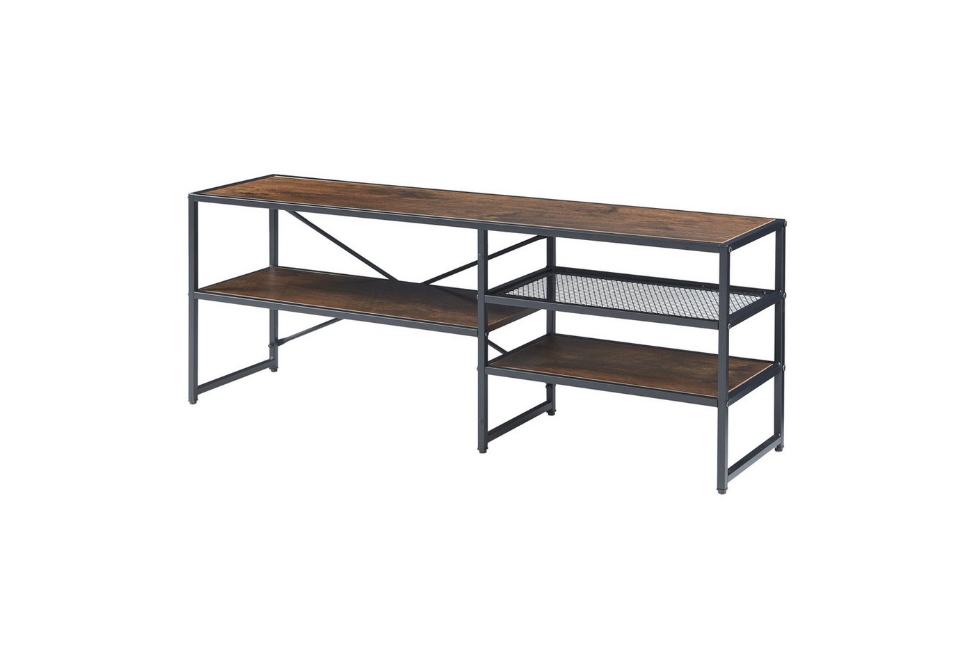 en.casa TV-Regal, »Västiarharg« Metallgestell 120x30x46 cm Schwarz/Walnussoptik von en.casa