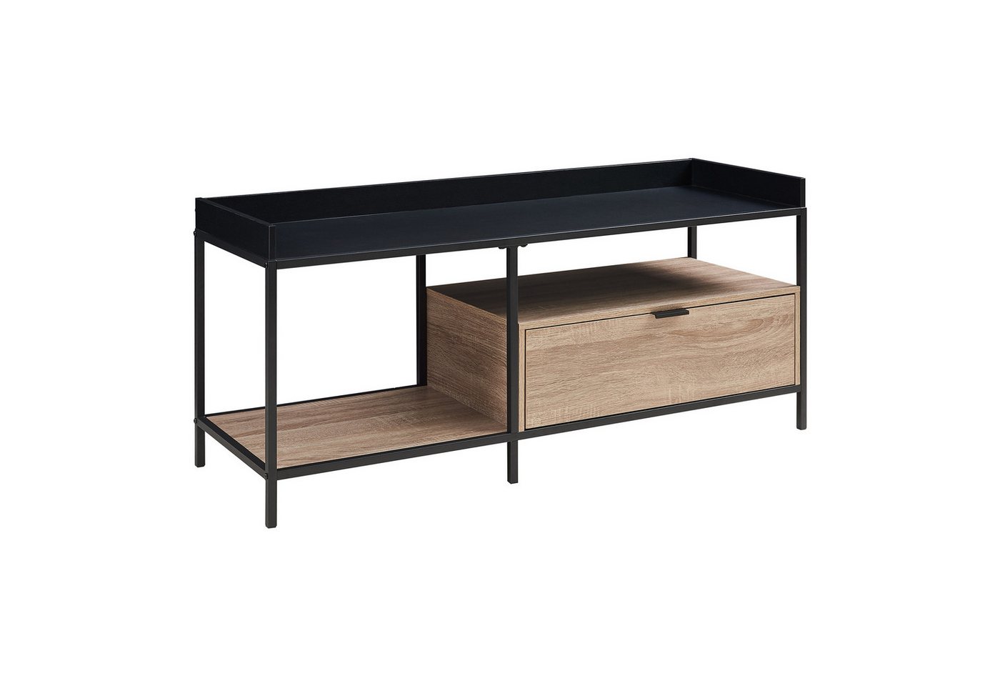 en.casa TV-Schrank »Belana« 120x40x54 cm mit Schublade Metallgestell Schwarz/Eicheoptik von en.casa