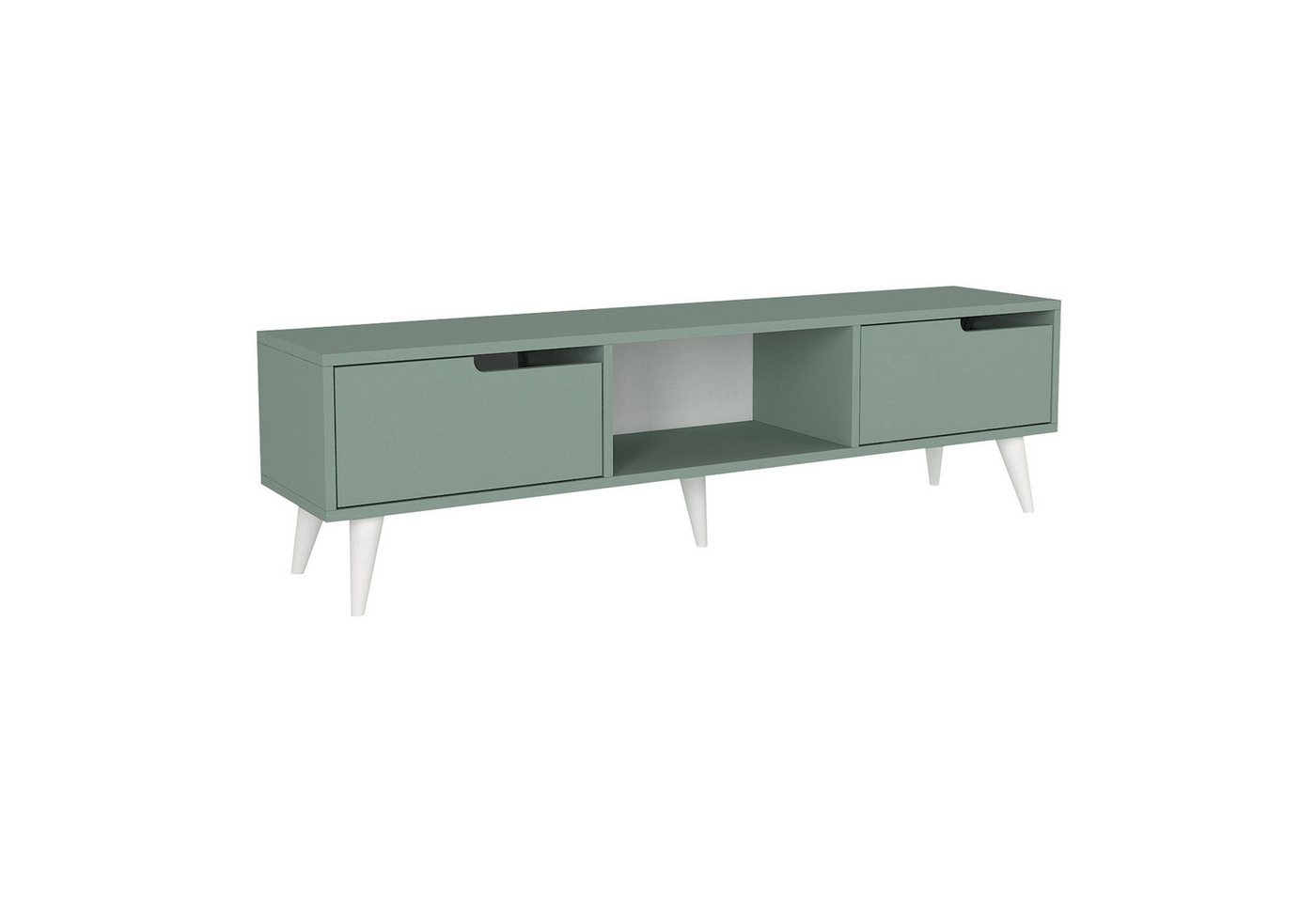en.casa TV-Schrank »Kullila« mit 2 Türen 160 x 35 x 40 cm Grün/Weiß von en.casa