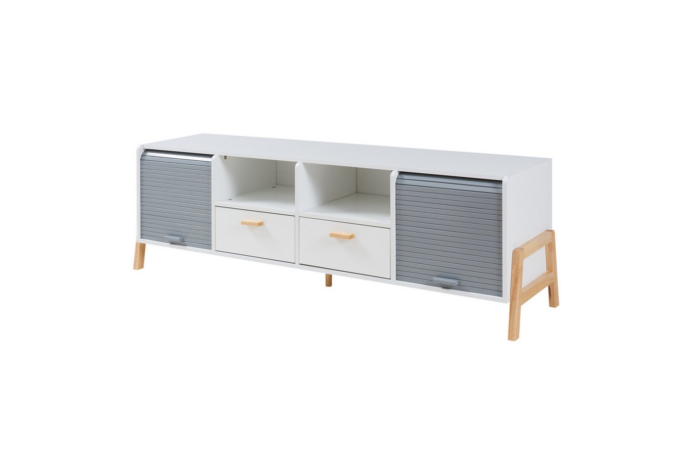 en.casa TV-Schrank »Kvaefjord« 160 x 40 x 52 cm Weiß/Grau von en.casa