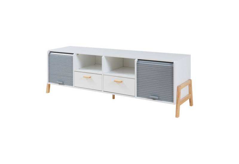 en.casa TV-Schrank »Kvaefjord« 160 x 40 x 52 cm Weiß/Grau von en.casa