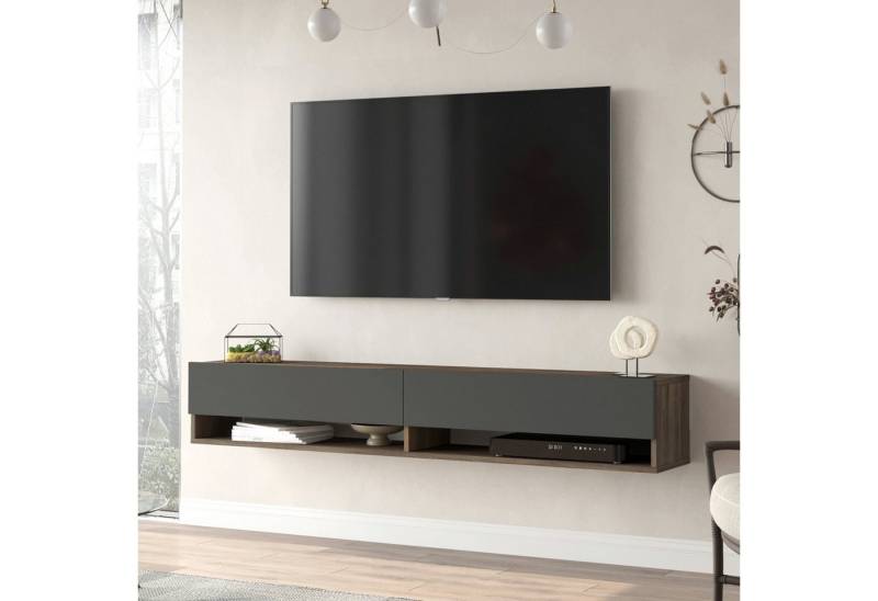 en.casa TV-Schrank »Laitila« TV Hängeboard 180x31,5x29,5cm Eiche dunkel/Anthrazit von en.casa