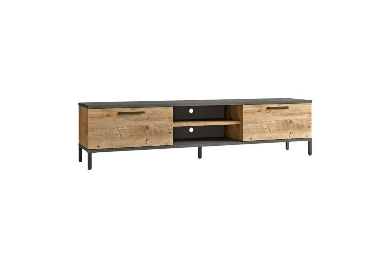 en.casa TV-Schrank »Lempäälä« mit 2 Schranktüren Eiche rustikal/Anthrazit von en.casa
