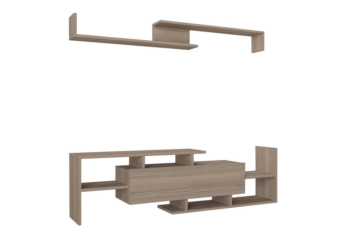 en.casa TV-Schrank »Liksefte« mit Wandregal 154x28x42 cm Eicheoptik von en.casa