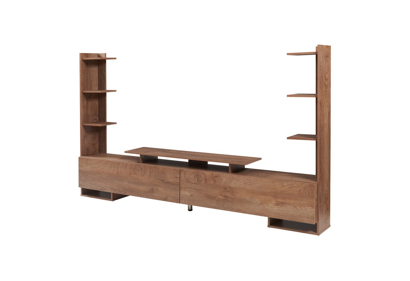 en.casa TV-Schrank »Rauki« mit Seitenregalen 233 x 31 x 141 cm Walnussoptik von en.casa