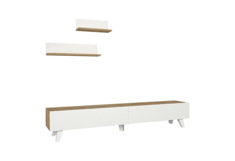 en.casa TV-Schrank »Saarijärvi« Fernsehtisch mit 2 Regalen Eiche-Optik/Weiß von en.casa