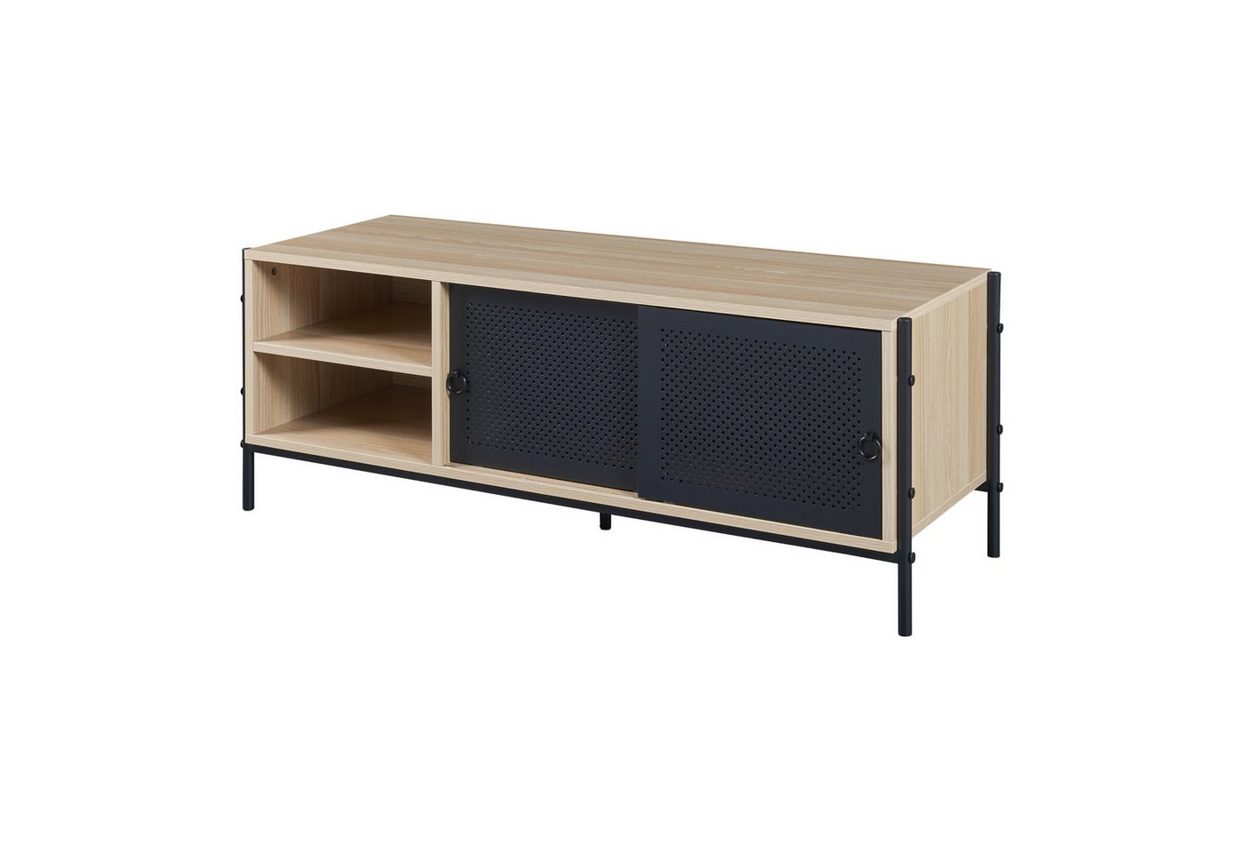 en.casa TV-Schrank »Tysnes« mit 2 Schiebetüren 120x40x45 cm Eichenoptik/Schwarz von en.casa