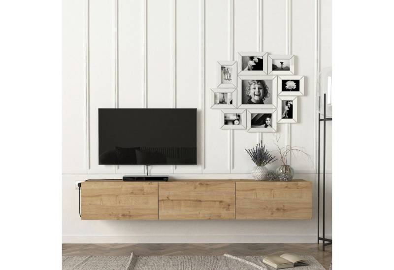 en.casa TV-Schrank »Vihti« Fernsehschrank 180x31x29,5cm Eiche-Optik von en.casa