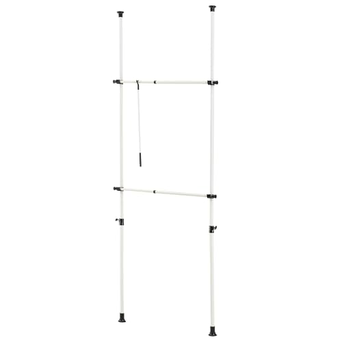 [en.casa] Teleskop Garderobensystem Kemi mit Kleiderstangen zum Spannen Garderobenständer Weiß Kleiderständer Teleskopstange verstellbar 75-115 cm Metall von [en.casa]