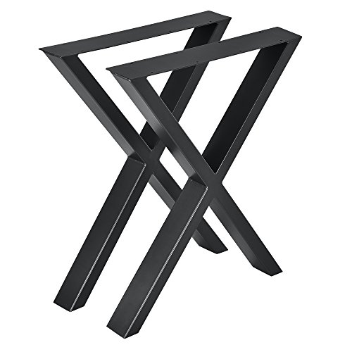 [en.casa] Tischgestell Greith 2er-Set X-Form Tischbeine Tischkufen aus pulverbeschichtetem Stahl für Esstisch, Schreibtisch Schwarz 59 x 72 cm von [en.casa]