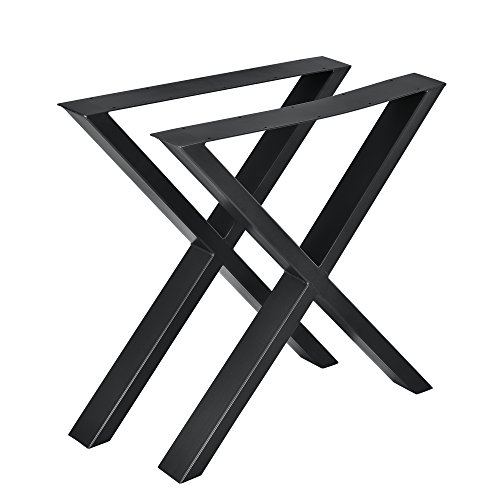[en.casa] Tischgestell Greith 2er-Set X-Form Tischbeine Tischkufen aus pulverbeschichtetem Stahl für Esstisch, Schreibtisch Schwarz 69 x 72 cm von [en.casa]