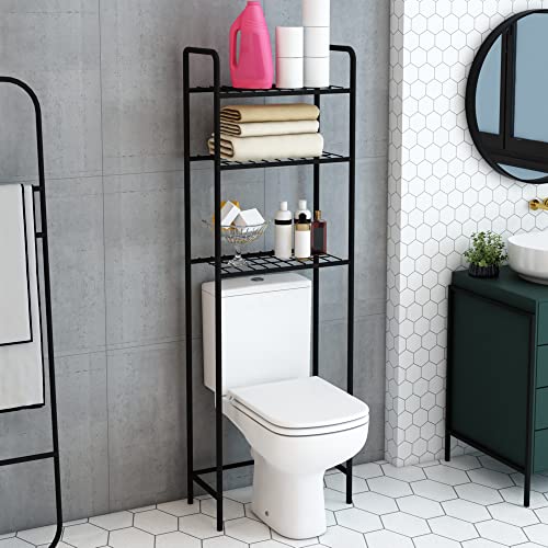 [en.casa] Toilettenregal Nordborg Badezimmer Regal stehend Metall Standregal mit 3 Ablagen Überbau für Toilette 161 x 53 x 25 cm von [en.casa]