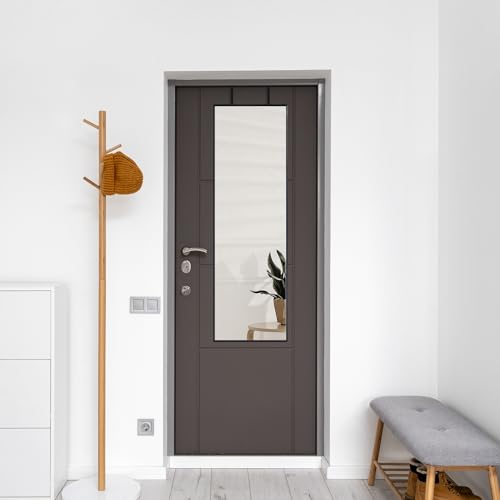 [en.casa] Türspiegel Lesina Hängespiegel mit Aluminiumrahmen Ganzkörperspiegel mit 2 Türhaken Wandspiegel für Eingang Schlafzimmer 120 x 37 cm Schwarz von [en.casa]