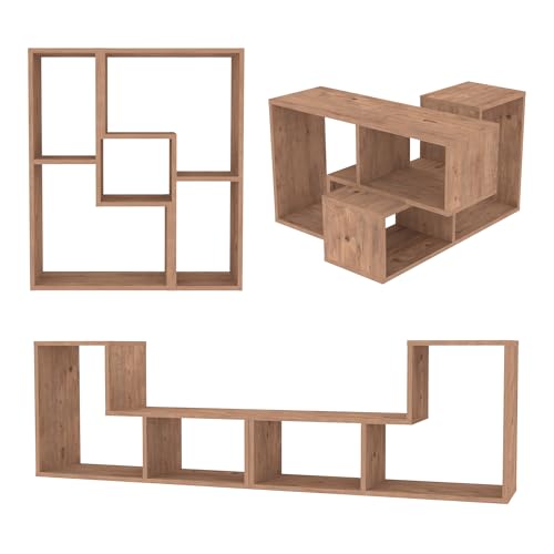 [en.casa] Tv Board Hustersurd Modulares Möbel Set 2-TLG. je 92 x 54 x 30 cm Wohnzimmermöbel Wandmontage Eicheoptik von [en.casa]