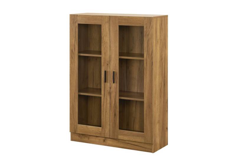 en.casa Vitrine »Sorø« Wohnzimmerschrank 80x31x115cm Eiche von en.casa