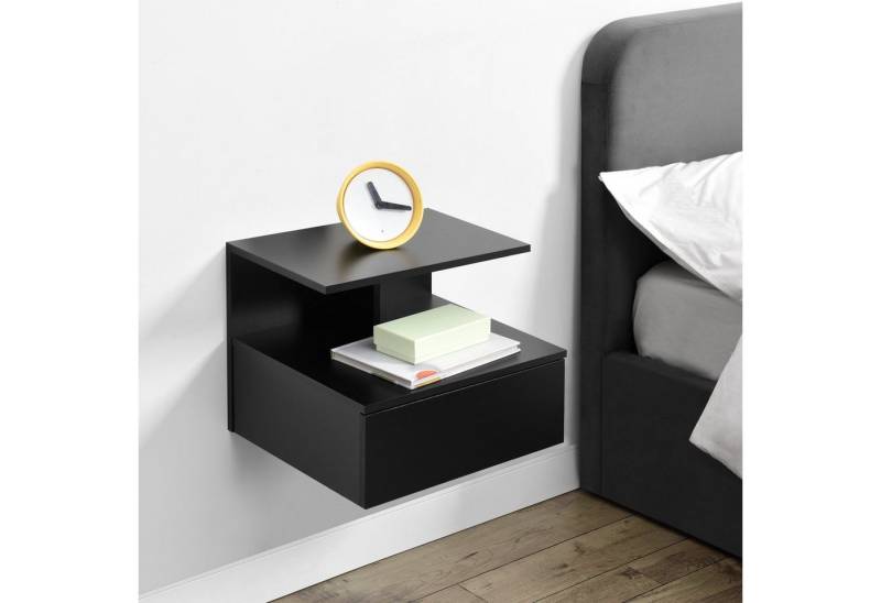 en.casa Wandboard, »Amberg« Nachttisch hängend 40x35x31 cm Schwarz von en.casa